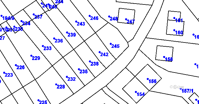 Parcela st. 242 v KÚ Povrly, Katastrální mapa