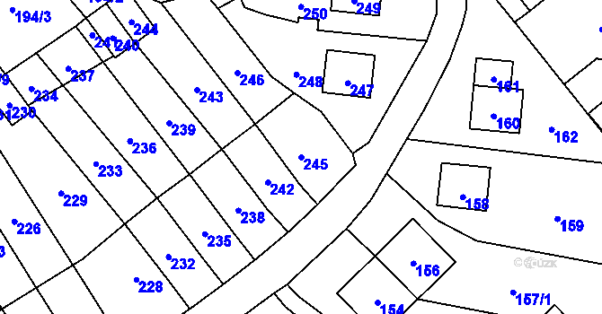 Parcela st. 245 v KÚ Povrly, Katastrální mapa