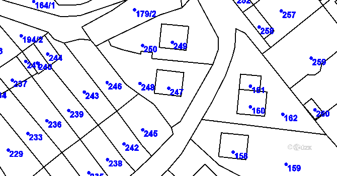 Parcela st. 247 v KÚ Povrly, Katastrální mapa