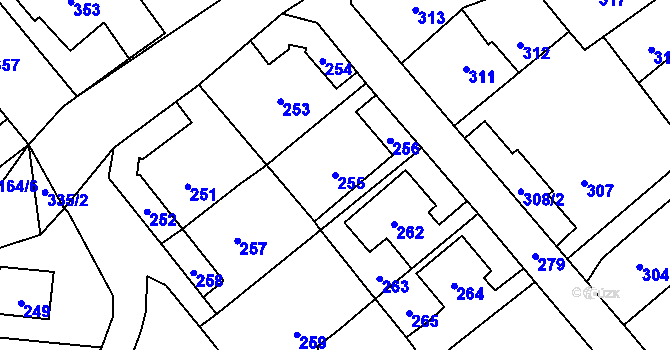 Parcela st. 255 v KÚ Povrly, Katastrální mapa