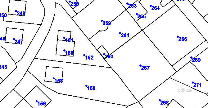 Parcela st. 260 v KÚ Povrly, Katastrální mapa