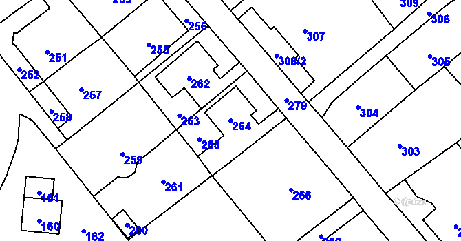 Parcela st. 264 v KÚ Povrly, Katastrální mapa