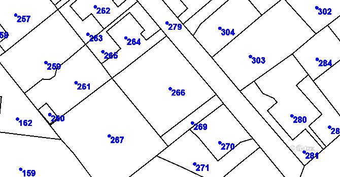 Parcela st. 266 v KÚ Povrly, Katastrální mapa