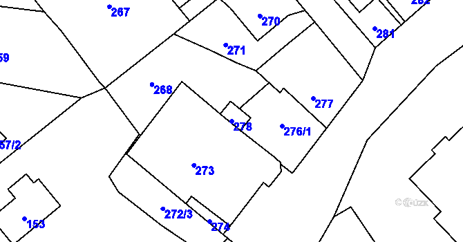 Parcela st. 278 v KÚ Povrly, Katastrální mapa