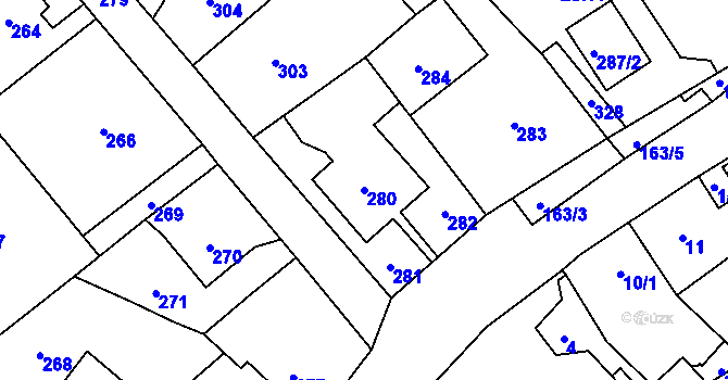Parcela st. 280 v KÚ Povrly, Katastrální mapa