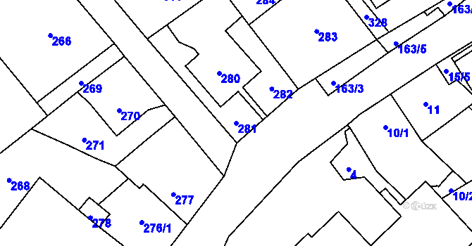 Parcela st. 281 v KÚ Povrly, Katastrální mapa