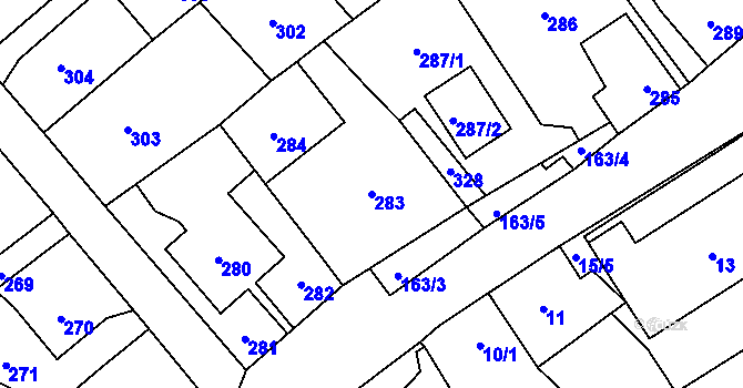 Parcela st. 283 v KÚ Povrly, Katastrální mapa
