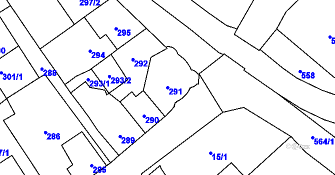 Parcela st. 291 v KÚ Povrly, Katastrální mapa