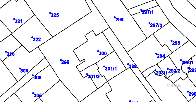Parcela st. 300 v KÚ Povrly, Katastrální mapa