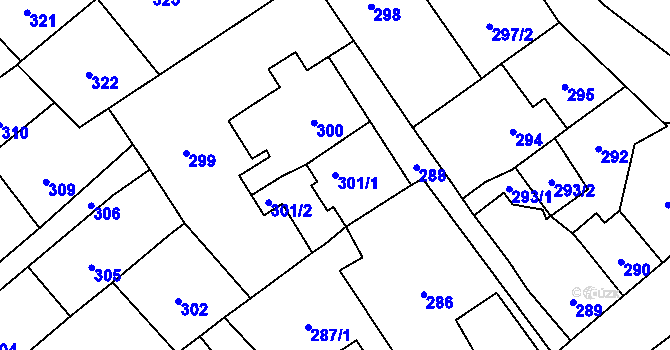 Parcela st. 301/1 v KÚ Povrly, Katastrální mapa