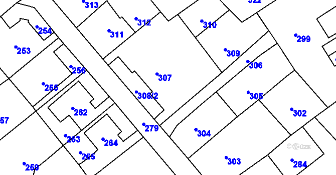 Parcela st. 307 v KÚ Povrly, Katastrální mapa