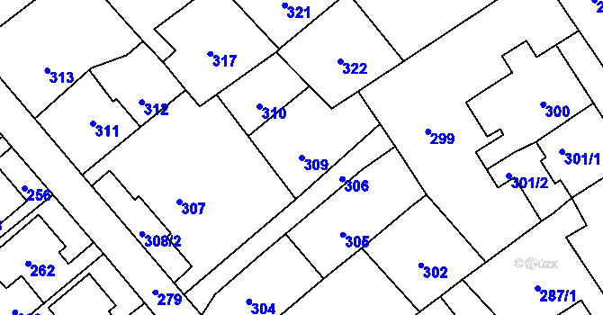 Parcela st. 309 v KÚ Povrly, Katastrální mapa