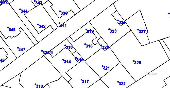 Parcela st. 318 v KÚ Povrly, Katastrální mapa