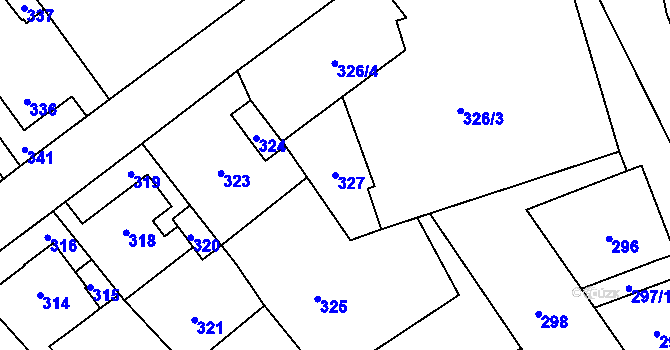 Parcela st. 327 v KÚ Povrly, Katastrální mapa