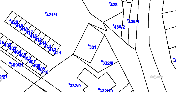 Parcela st. 331 v KÚ Povrly, Katastrální mapa