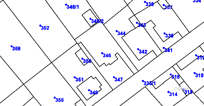 Parcela st. 346 v KÚ Povrly, Katastrální mapa