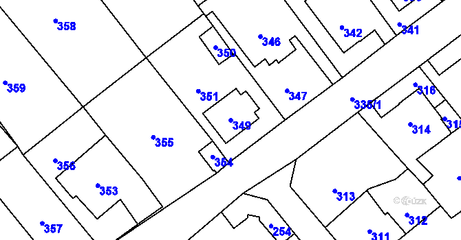 Parcela st. 349 v KÚ Povrly, Katastrální mapa