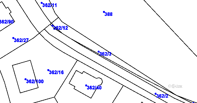 Parcela st. 362/3 v KÚ Povrly, Katastrální mapa