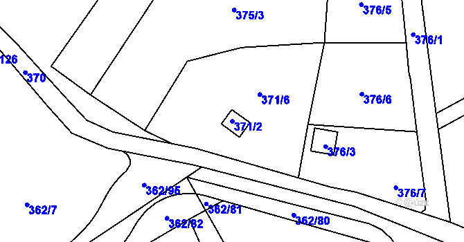 Parcela st. 371/2 v KÚ Povrly, Katastrální mapa