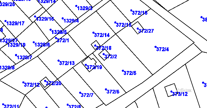 Parcela st. 372/2 v KÚ Povrly, Katastrální mapa