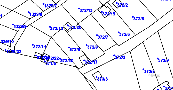 Parcela st. 372/8 v KÚ Povrly, Katastrální mapa