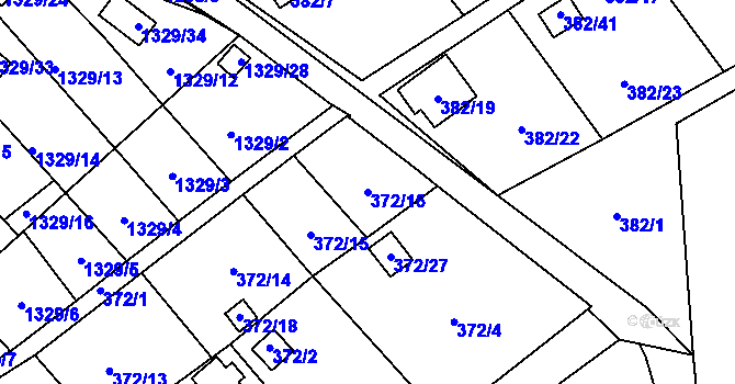 Parcela st. 372/16 v KÚ Povrly, Katastrální mapa