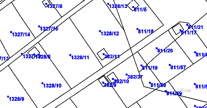 Parcela st. 382/11 v KÚ Povrly, Katastrální mapa