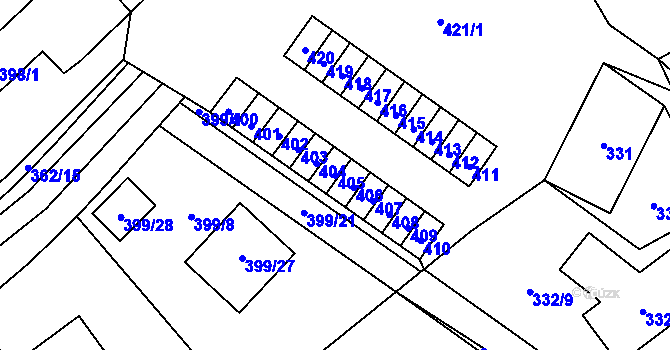 Parcela st. 405 v KÚ Povrly, Katastrální mapa