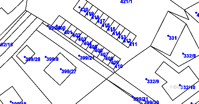 Parcela st. 407 v KÚ Povrly, Katastrální mapa