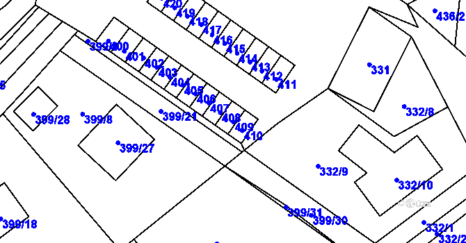 Parcela st. 409 v KÚ Povrly, Katastrální mapa