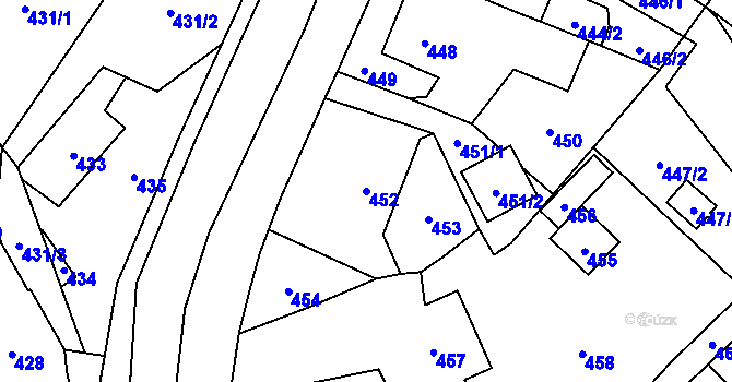 Parcela st. 452 v KÚ Povrly, Katastrální mapa