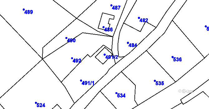 Parcela st. 491/2 v KÚ Povrly, Katastrální mapa