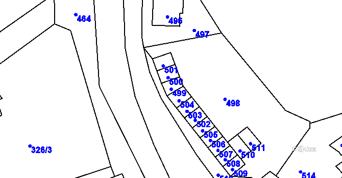 Parcela st. 499 v KÚ Povrly, Katastrální mapa