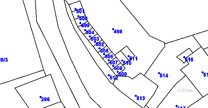Parcela st. 506 v KÚ Povrly, Katastrální mapa