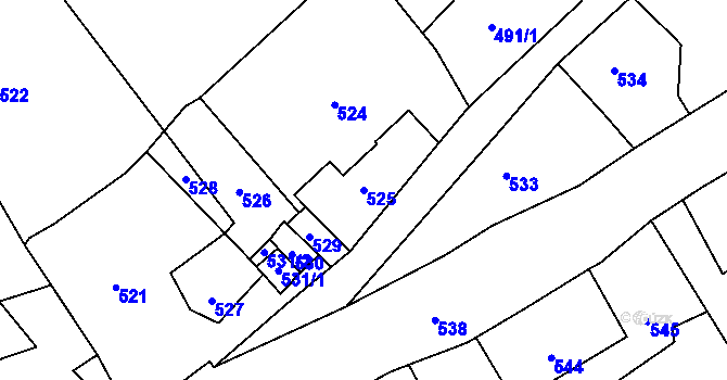 Parcela st. 525 v KÚ Povrly, Katastrální mapa