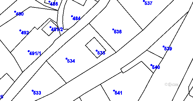 Parcela st. 535 v KÚ Povrly, Katastrální mapa