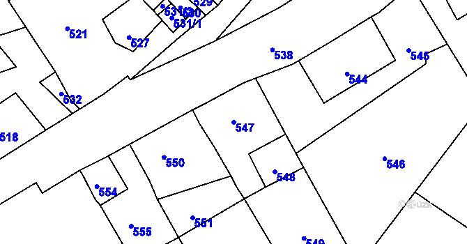 Parcela st. 547 v KÚ Povrly, Katastrální mapa