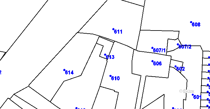 Parcela st. 613 v KÚ Povrly, Katastrální mapa