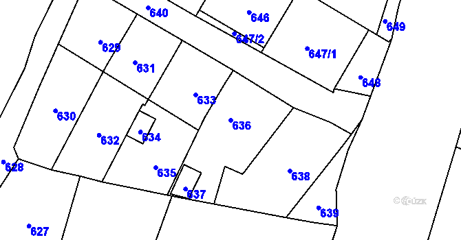 Parcela st. 636 v KÚ Povrly, Katastrální mapa