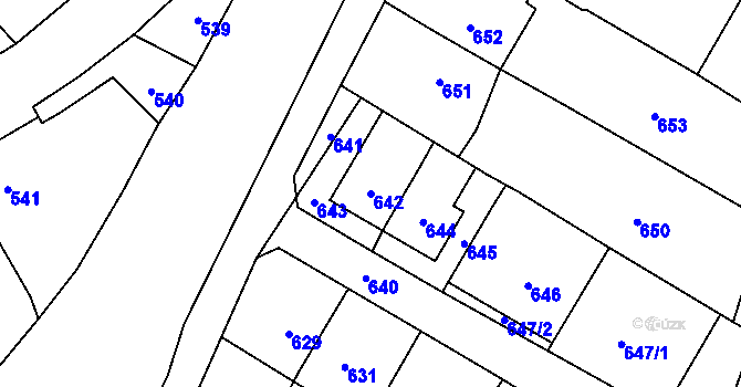 Parcela st. 642 v KÚ Povrly, Katastrální mapa