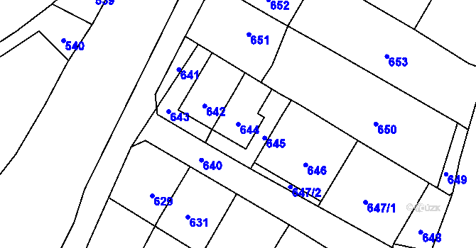Parcela st. 644 v KÚ Povrly, Katastrální mapa
