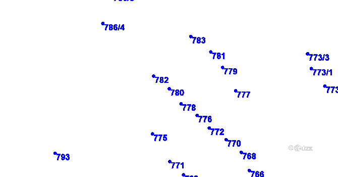 Parcela st. 780 v KÚ Povrly, Katastrální mapa
