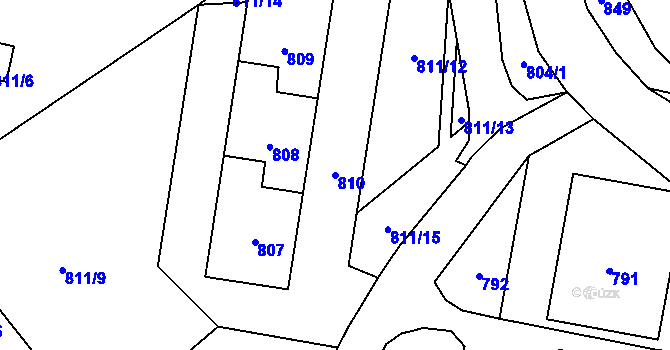 Parcela st. 810 v KÚ Povrly, Katastrální mapa