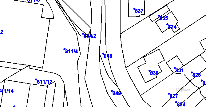 Parcela st. 848 v KÚ Povrly, Katastrální mapa