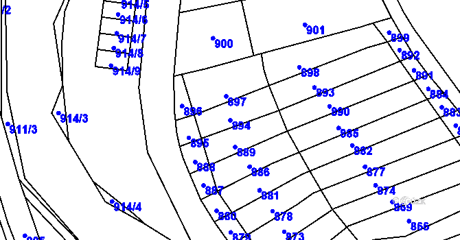 Parcela st. 894 v KÚ Povrly, Katastrální mapa