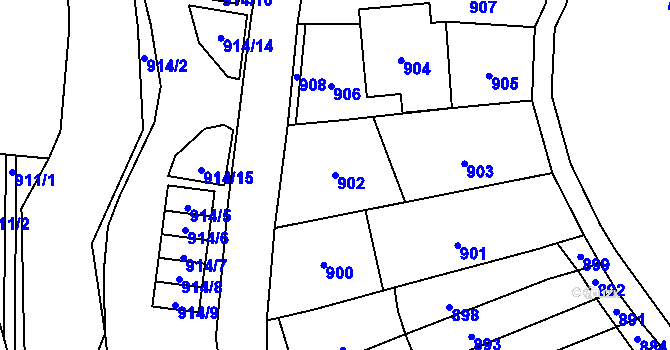 Parcela st. 902 v KÚ Povrly, Katastrální mapa