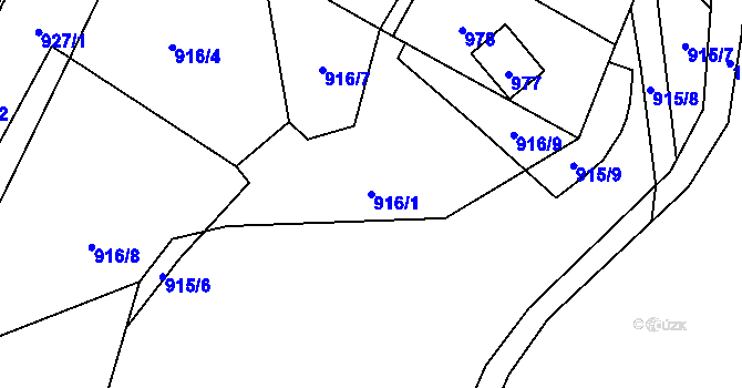 Parcela st. 916/1 v KÚ Povrly, Katastrální mapa