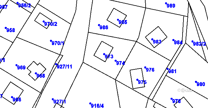 Parcela st. 973 v KÚ Povrly, Katastrální mapa