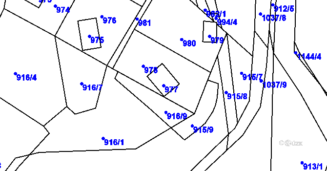 Parcela st. 977 v KÚ Povrly, Katastrální mapa