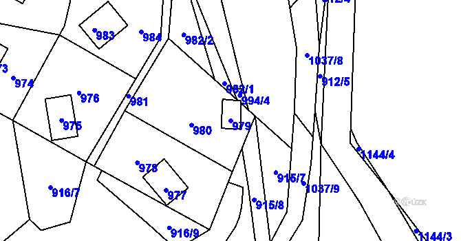 Parcela st. 979 v KÚ Povrly, Katastrální mapa